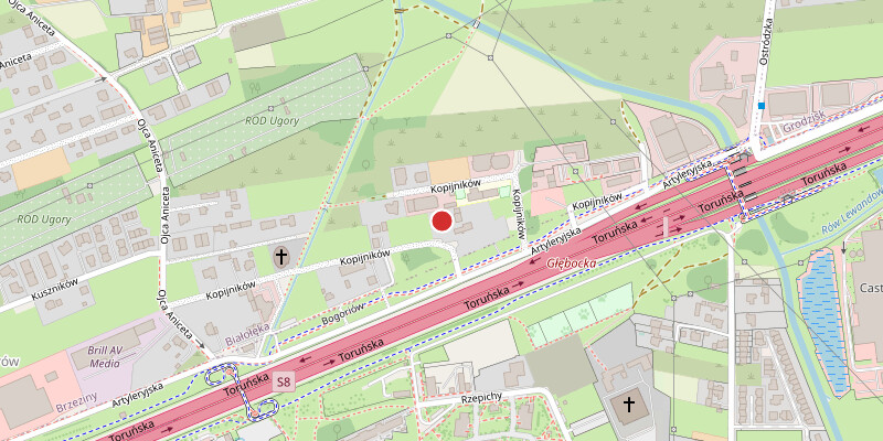 Mapa dojazdu na treningi sportów walki - Warszawa Białołęka, Targówek, Bródno